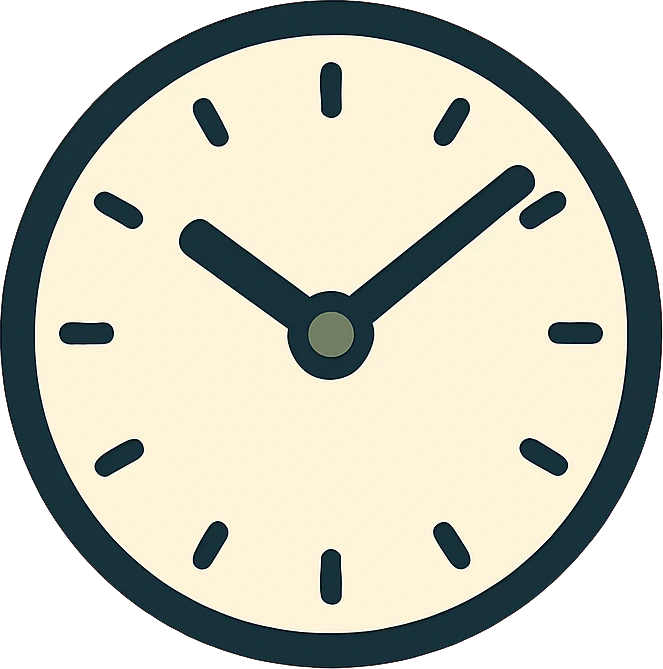 Icon of a clock showing the current local time